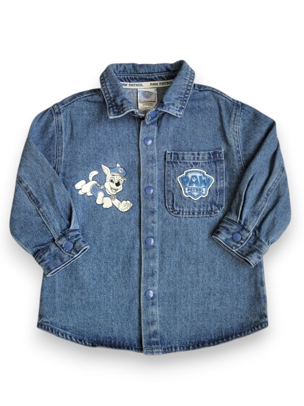 Paw Patrol Toddler Boy Denim Shacket Shirt Jacket 2T Snap Front EUC